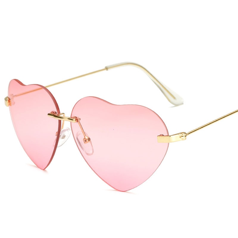 Fashion Design Love Heart Sunglasses Women Rimless