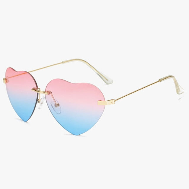 Fashion Design Love Heart Sunglasses Women Rimless