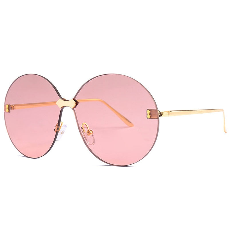 Oversized Rimless Round Women  Sunglasses